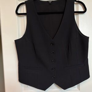 Black Button-Up Vest, Darts in front and back.  Longer in front than back.